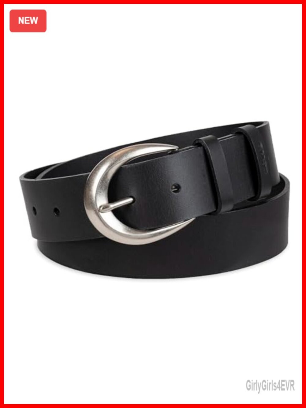 Genuine Leather Women's Round Cut Edge Logo Loop Jean Belt, 1.5 Inch
